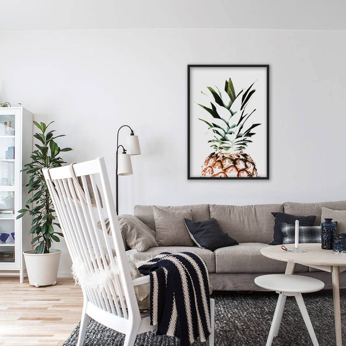 Watercolor Pineapple Tropical Fruit Botanical Kitchen Decor Art Poster - Image 3