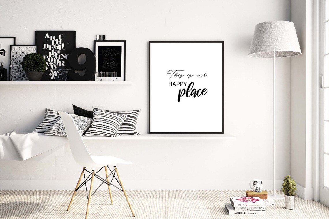 This Is Our Happy Place Typography Home Decor Quote Sign Poster - Image 2