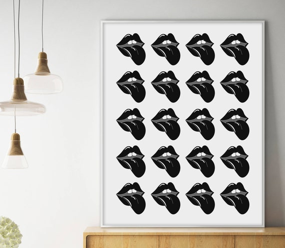 Lips Print Lips Wall Art Tongue Poster Lips Picture Lips Poster Fashion Prints Fashion Wall Art Modern Wall Art Modern Poster