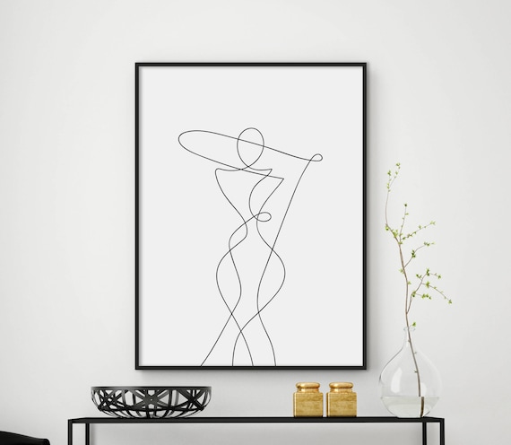 Woman One Line Figure Drawing Minimalist Abstract Body Art Poster