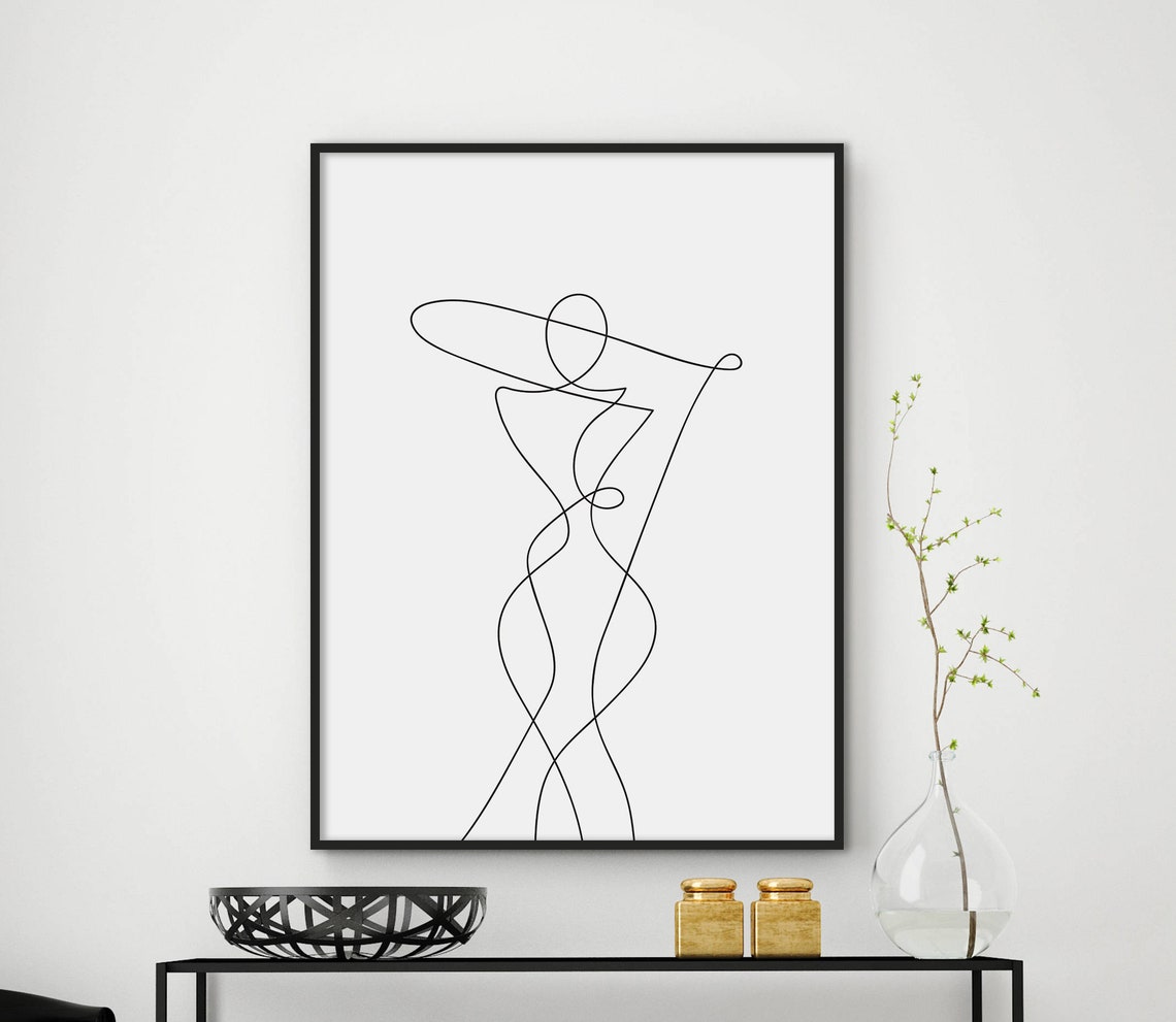 Abstract Woman Line Art Female Figure Sketch Girl One Line Drawing One Line Art Female Body Poster One Line Print Minimalist Line Art