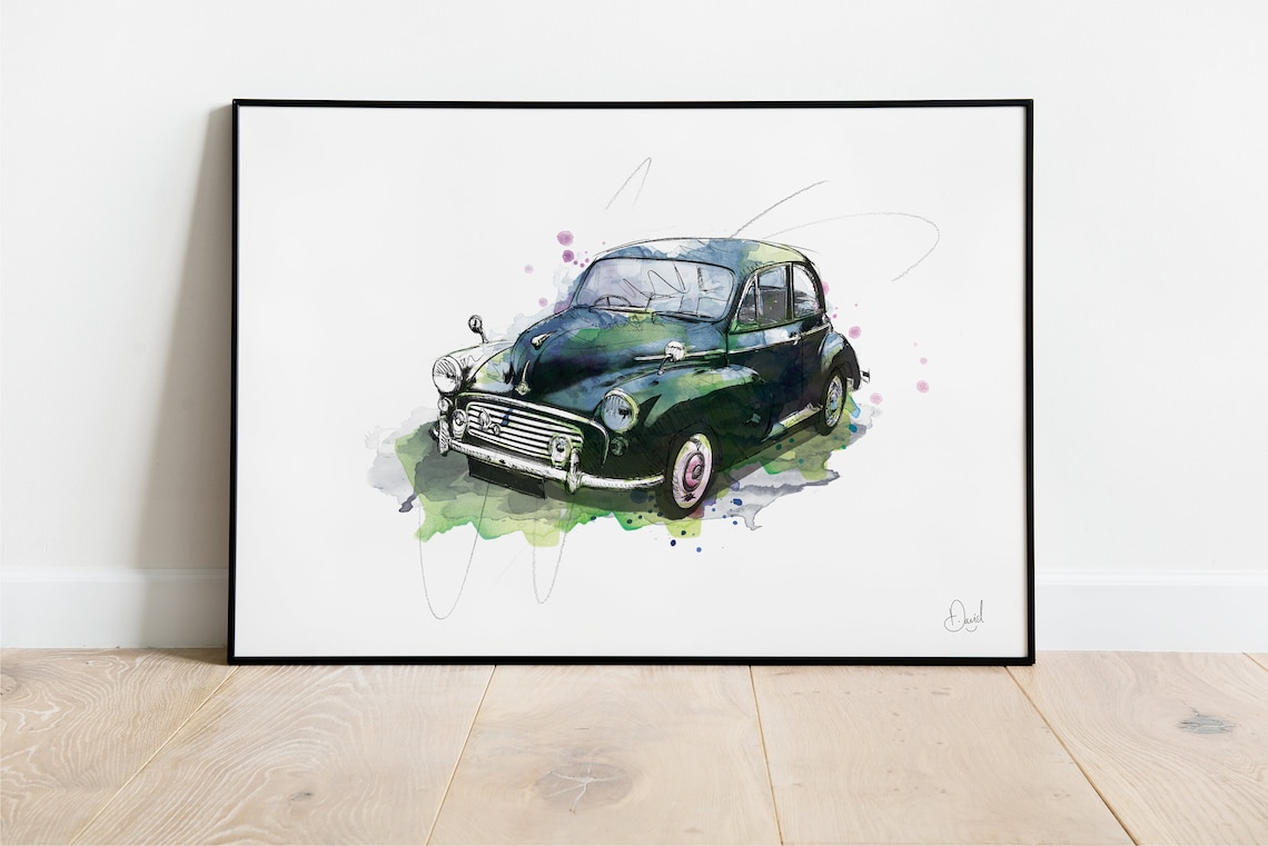Morris Minor Vintage Illustration Art Print