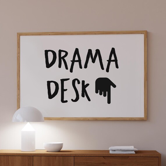 Drama Desk Funny Pointing Hand Retro Office Typography Poster