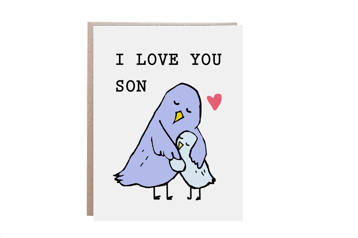 I Love You Son Two Hugging Birds Family Love Greeting Card Print