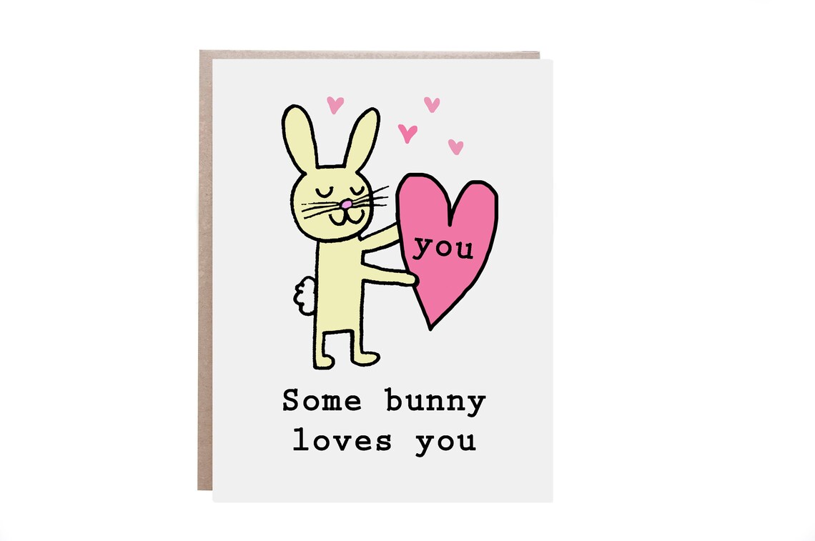 Some Bunny Loves You Bunny Heart Valentine's Love Card Poster
