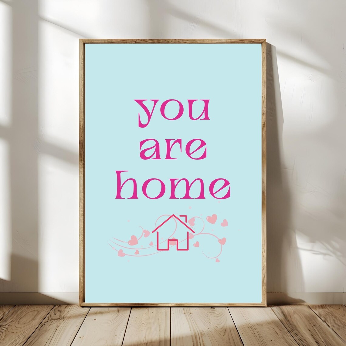 You Are Home Wall Art Home Typography Sign Family Quote Print Welcome Prints Pink Living Room Entryway Entrance Hall Decor Above Couch Art