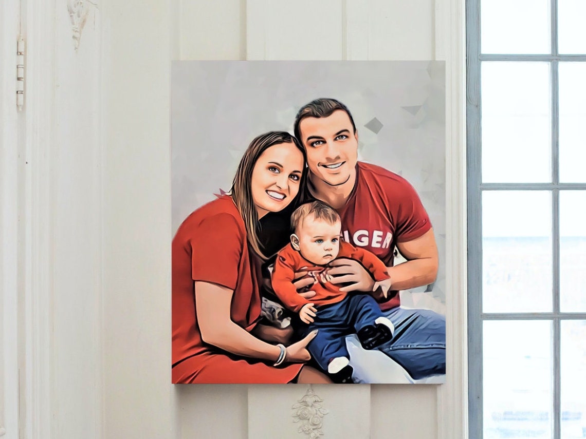 Romantic Digital Painting Couple Portrait Mosaic Background Poster - Image 6
