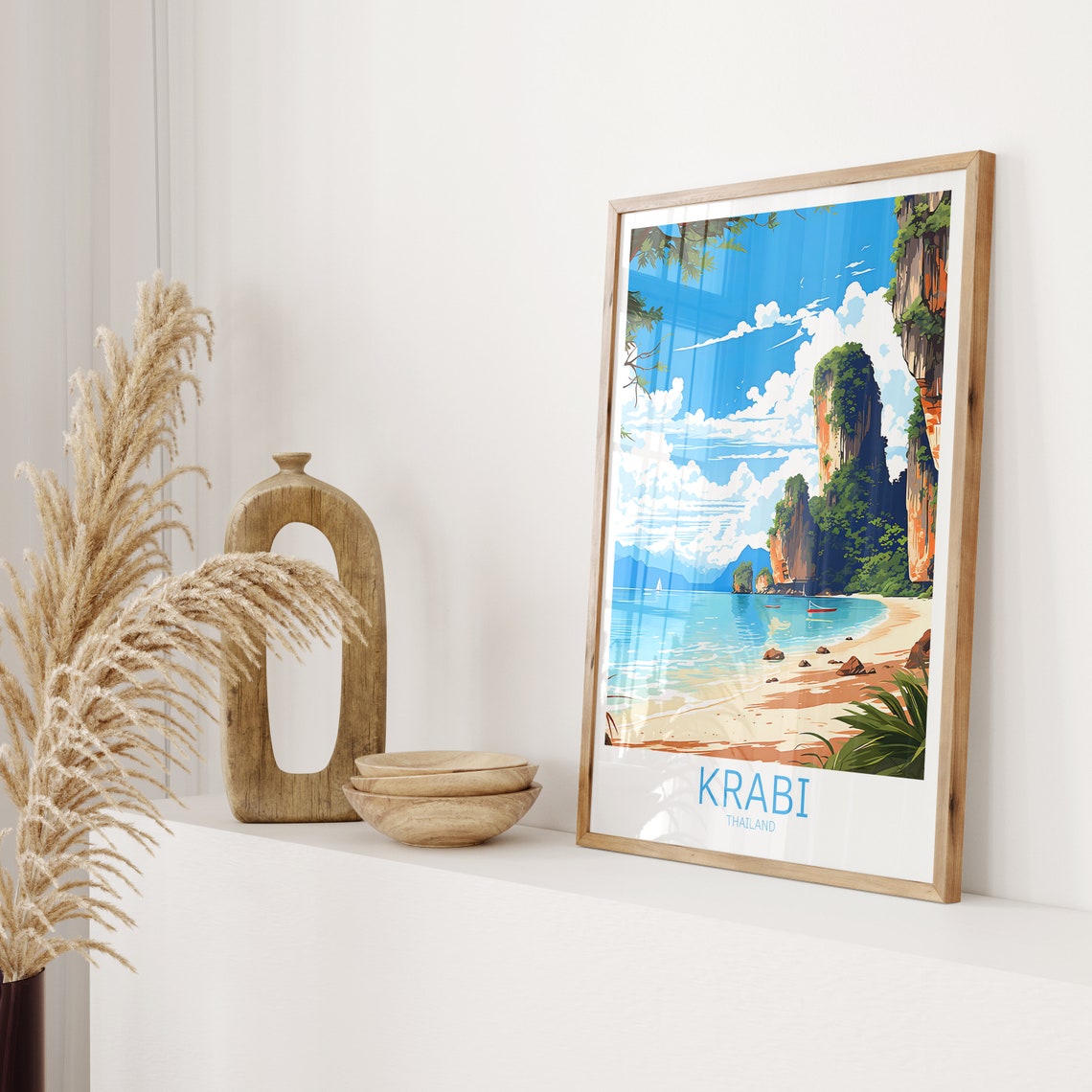 Krabi Travel Poster Thailand Poster Krabi Vintage Poster Travel Poster Krabi Retro Poster Krabi Travel Gift Wall Art Print - Image 2