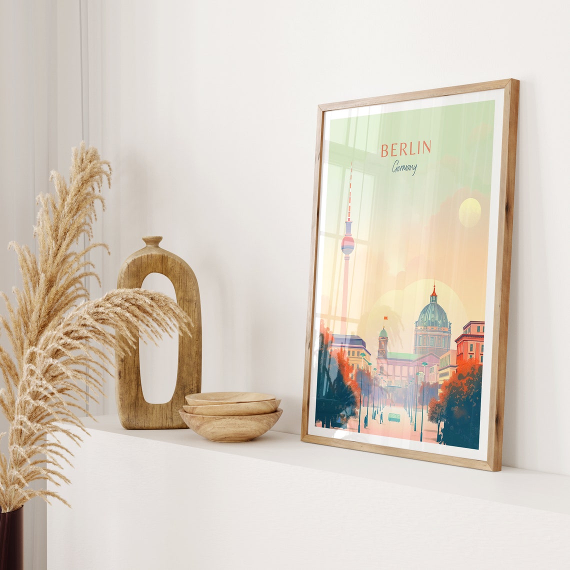 Historic Iconic Berlin Germany TV Tower and Cathedral Skyline Poster - Image 2