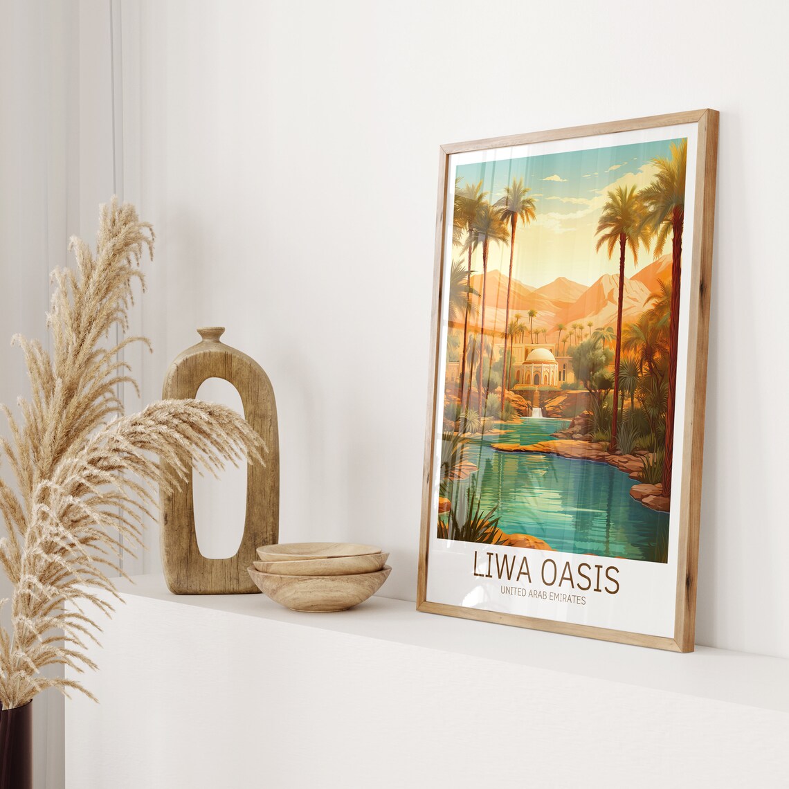 Liwa Oasis United Arab Emirates Palm Oasis Desert Travel Art Poster - Image 2