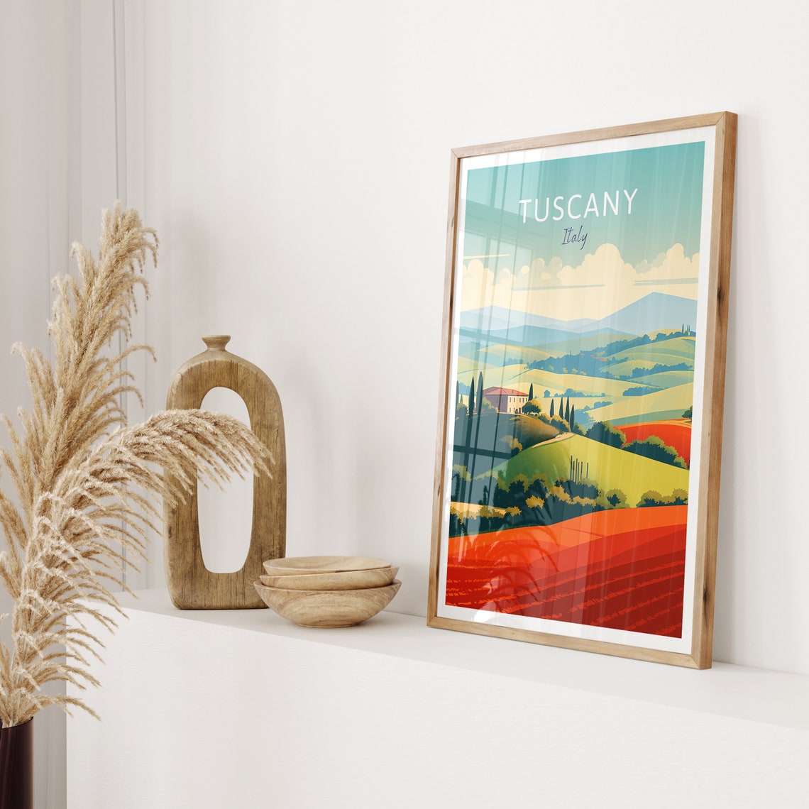 Tuscany Italy Rolling Hills Farmhouse Countryside Travel Poster - Image 2