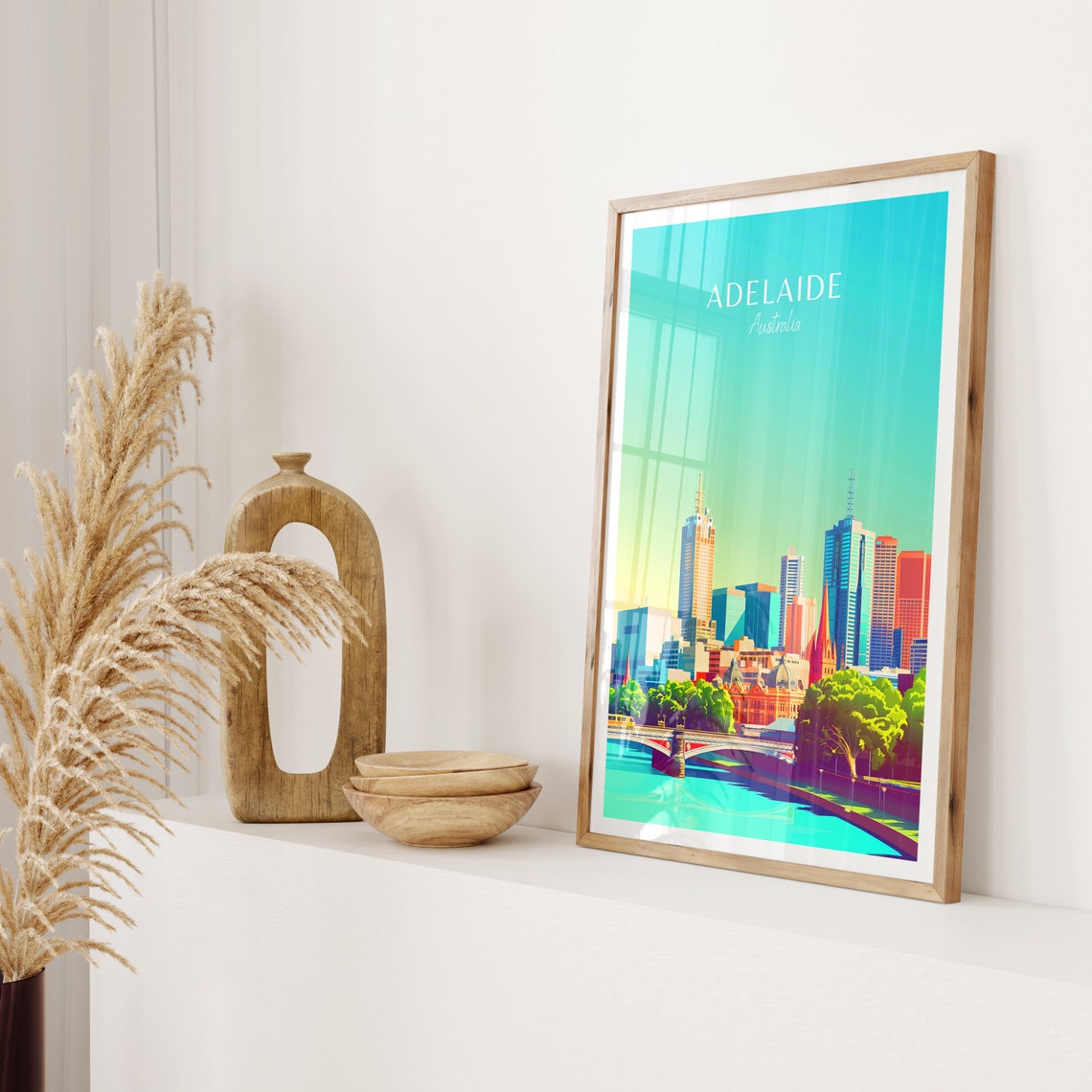 Adelaide Australia River Bridge Skyline Park Trees City View Poster - Image 2