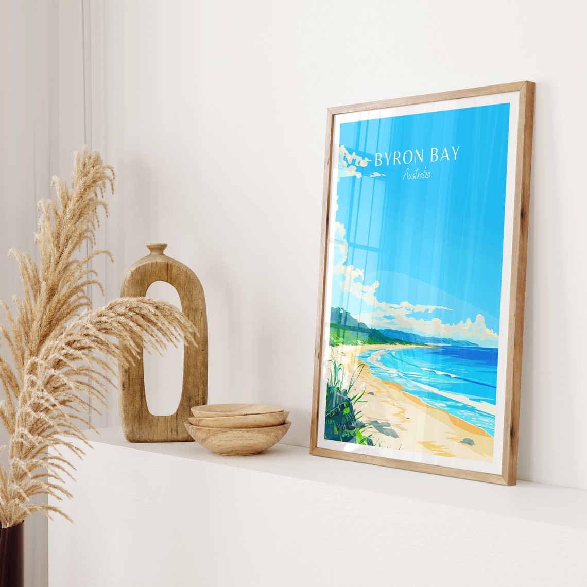 Byron Bay Australia Pristine Sandy Beach Headland Surf Coast Poster - Image 2