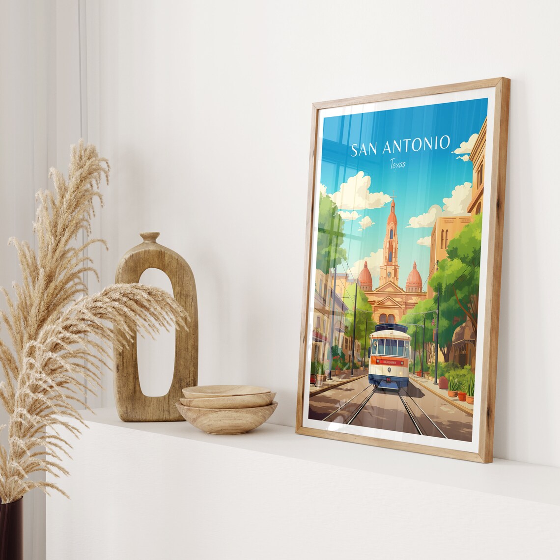 San Antonio Texas Historic Streetcar Avenue Grand Landmark Poster - Image 2