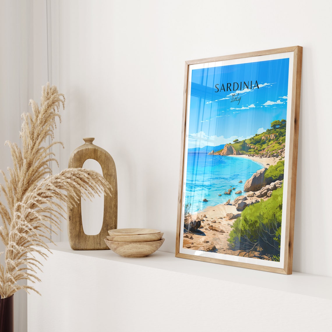 Sardinia Italy Rocky Cove Turquoise Water Secluded Beach Poster - Image 2