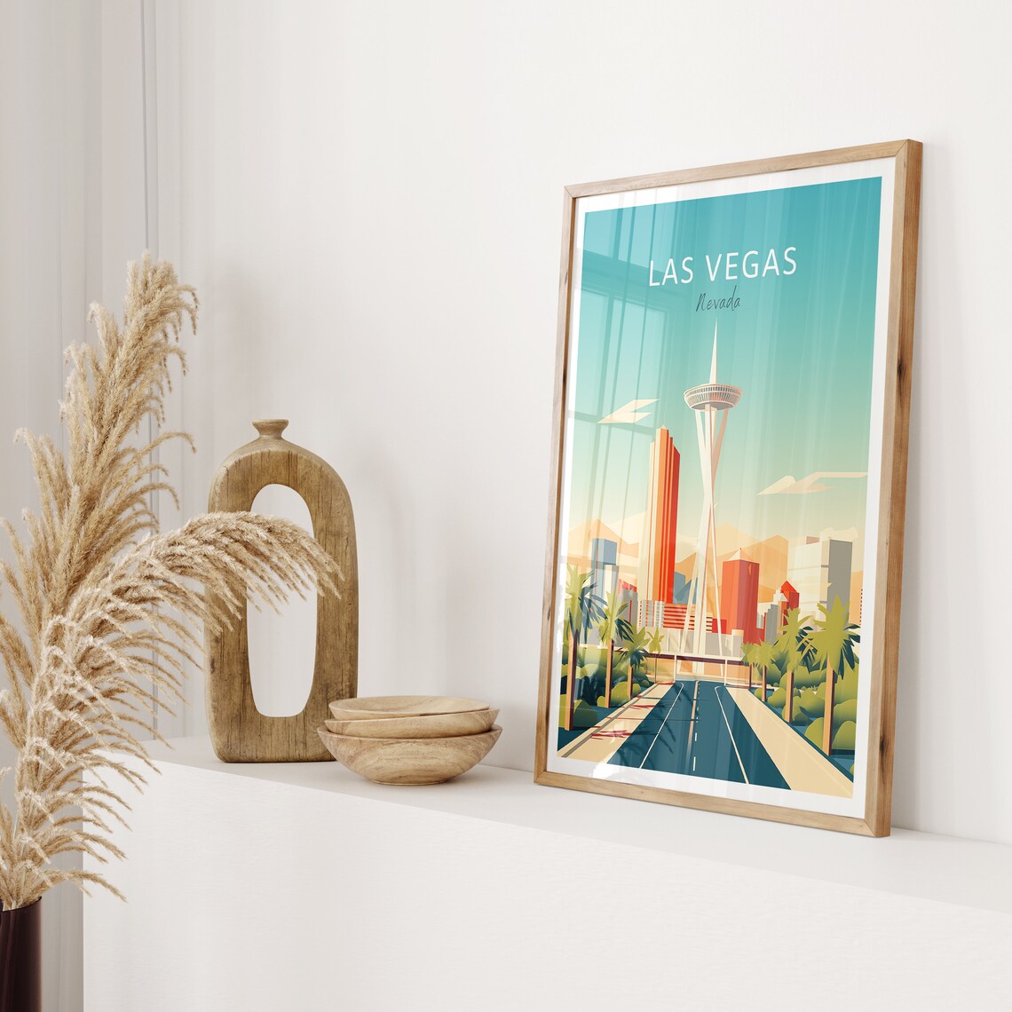 Las Vegas Nevada Stratosphere Skyline Illustrated Travel Poster - Image 2