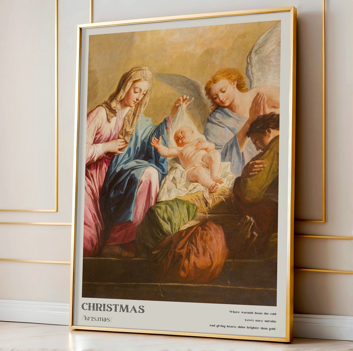Christmas Definition Nativity Oil Painting Christian Holiday Poster