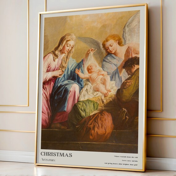 Christmas Definition Nativity Oil Painting Christian Holiday Poster