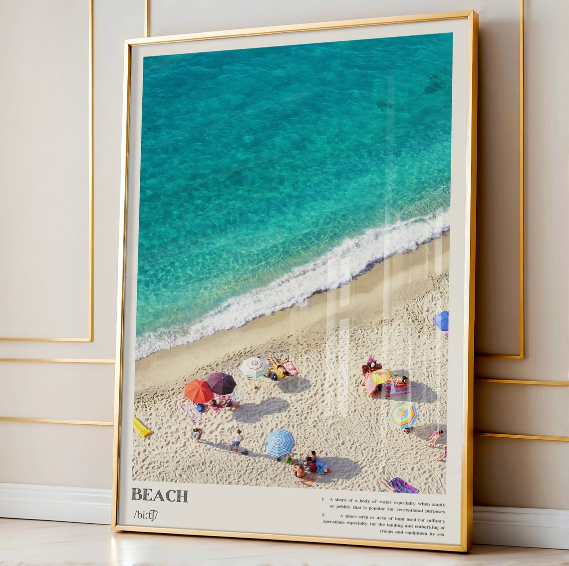 Beach Definition Dictionary Style Turquoise Ocean Aerial Poster