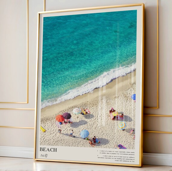 Beach Definition Dictionary Style Turquoise Ocean Aerial Poster