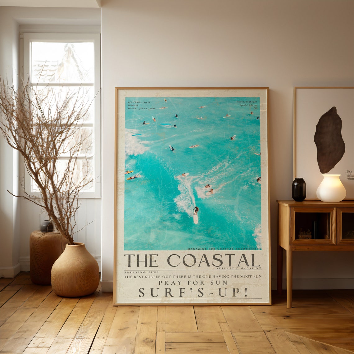 The Coastal Surf Magazine Aerial Surfers Surf's Up Retro Poster - Image 2