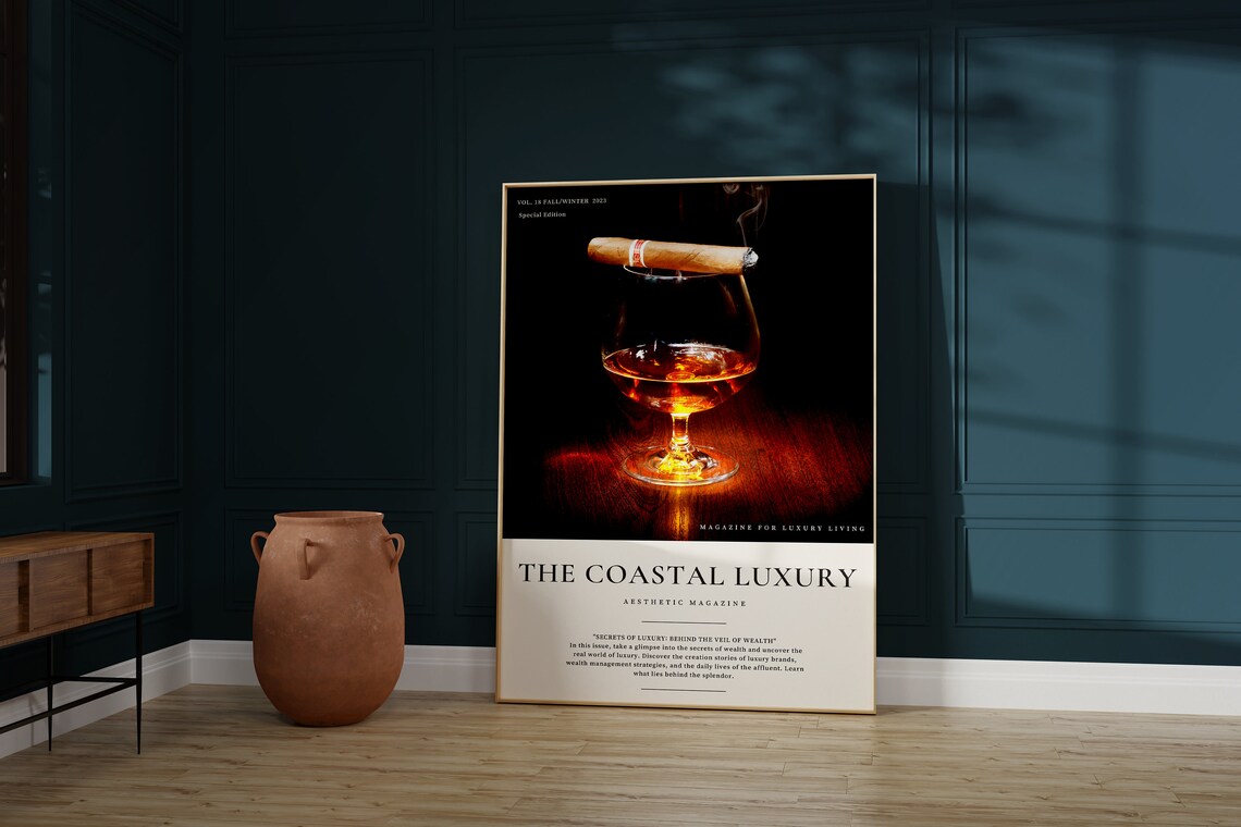 The Coastal Luxury Cognac Cigar Magazine Cover Gentleman Poster - Image 2