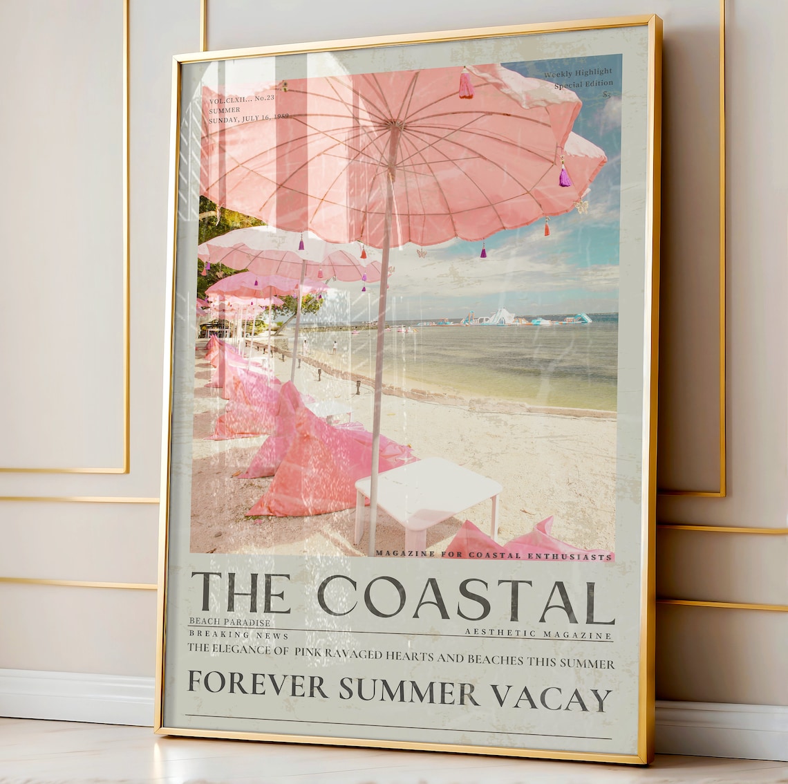 Coastal Life Newspaper Print, Vintage Beach Decor - Image 2