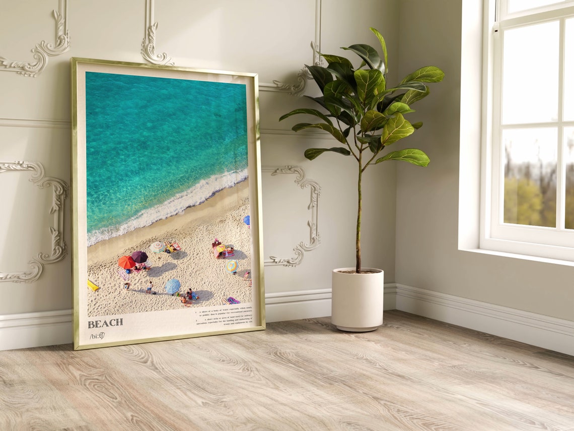 Beach Definition Dictionary Style Turquoise Ocean Aerial Poster - Image 2