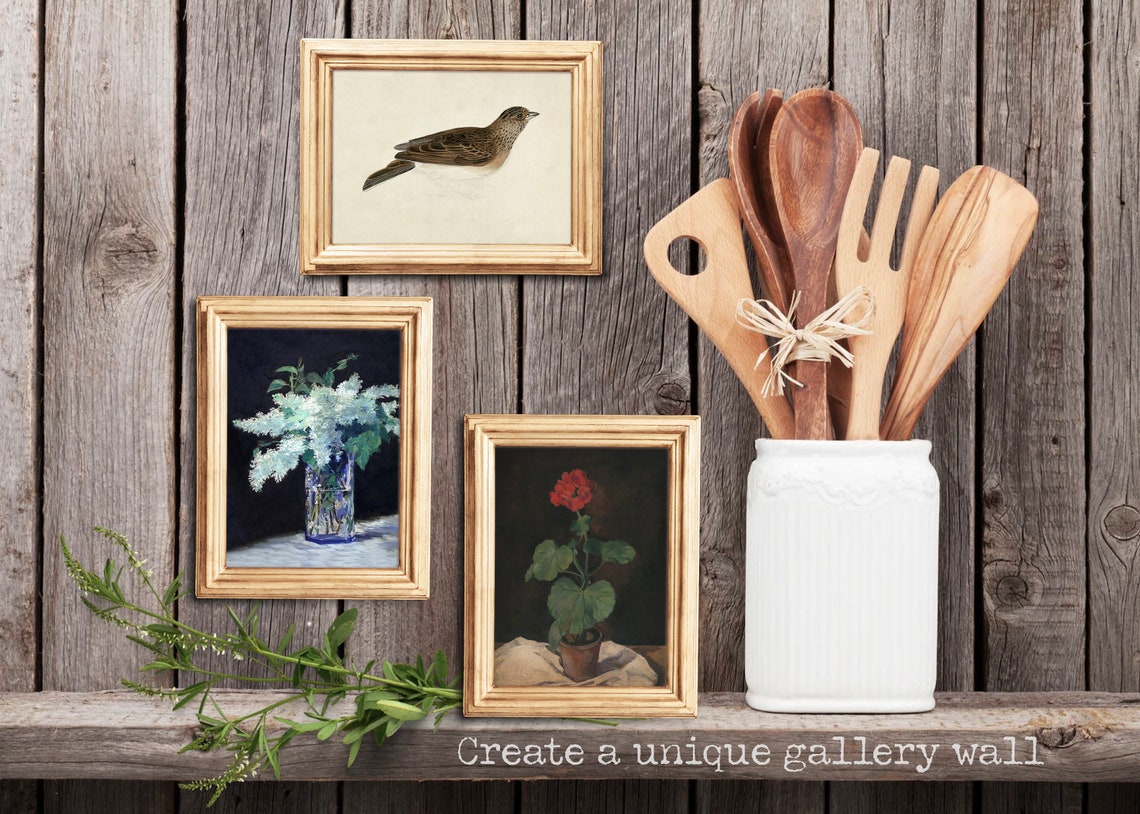Lilac Art Print Moody Vintage Floral Oil Painting Print Original Dark Academia Still Life Small Unframed Fine Art Floral Shelf Art Print - Image 2