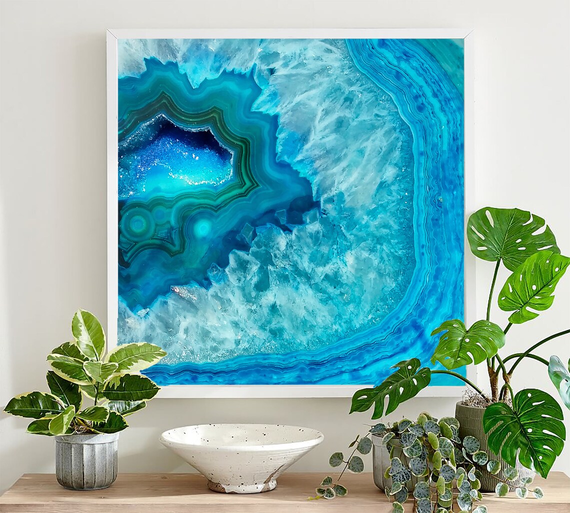 Blue Geode Agate Abstract, Boho Home Decor - Image 3