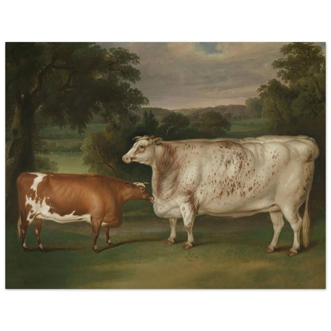Cow Art Print Vintage Landscape Oil Painting French Country Wall Art Farm Animal Country Decor Moody Rustic Art - Image 2