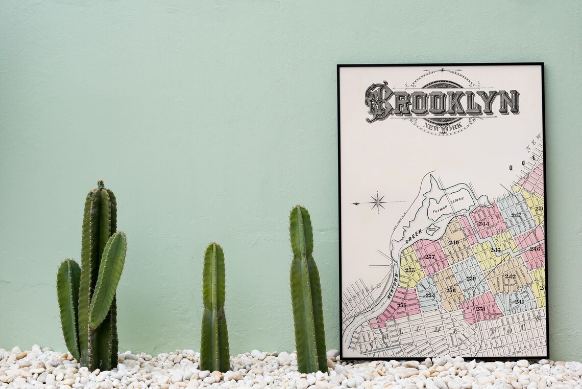 Antique Brooklyn New York Map Newtown Creek Vintage City Map Print - Image 2