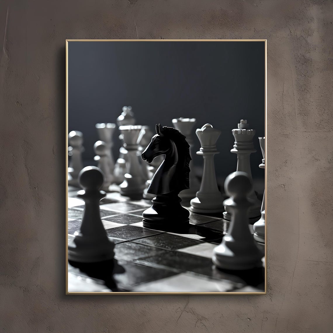 Quiet Gambit Surreal Dark Academia Fine Art Chess Print Librariancore Decor Moody Gothic Set Wall Poster