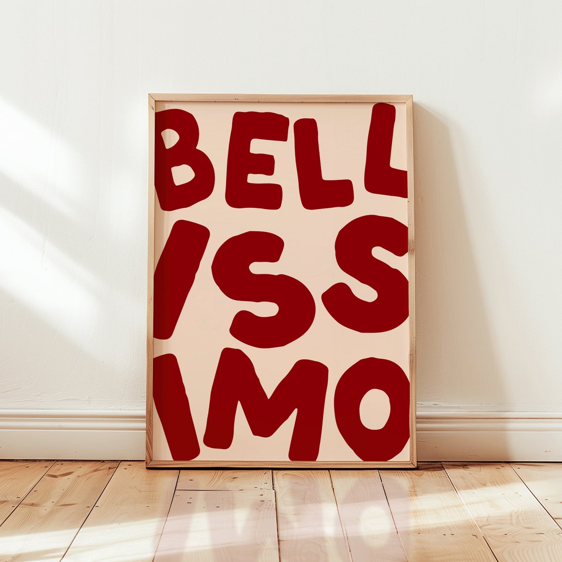 Bellissimo Retro Red Bold Typography Italian Kitchen Decor Poster