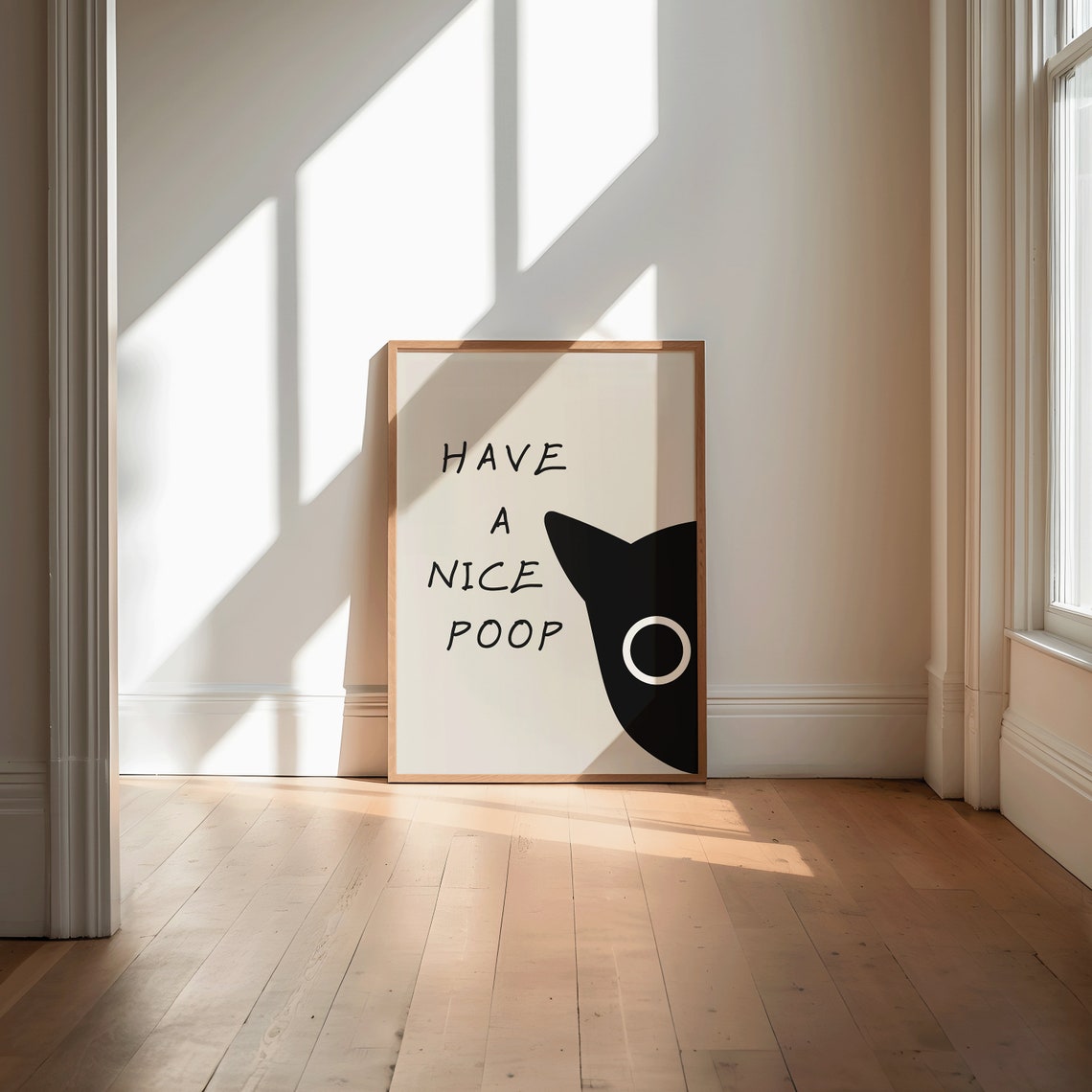Have A Nice Poop Funny Black Cat Bathroom Quote Minimalist Poster - Image 2