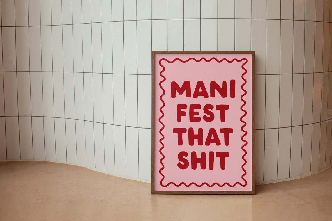Manifest That Shit Bold Red Sweary Motivation Typography Poster - Image 2