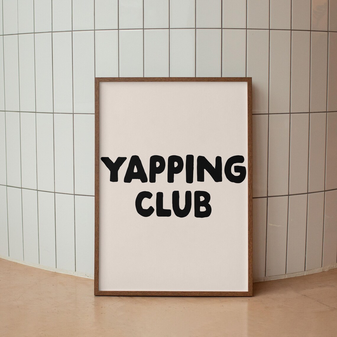 Yapping Club Funny Bold Typography Black White Minimal Wall Poster