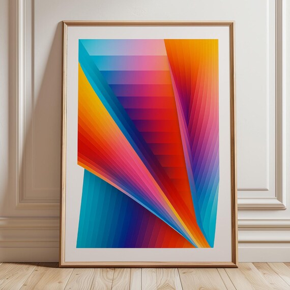 Spectra Fold Geometric Abstract Wall Art Bold Gradient Print Modern Colorful Poster Minimalist Design