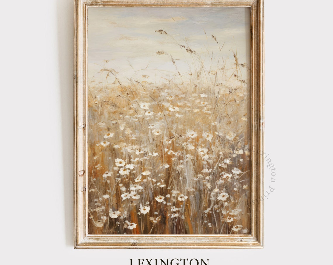 Moody Wildflower Meadow Tall Grasses Neutral Botanical Wall Art - Image 8