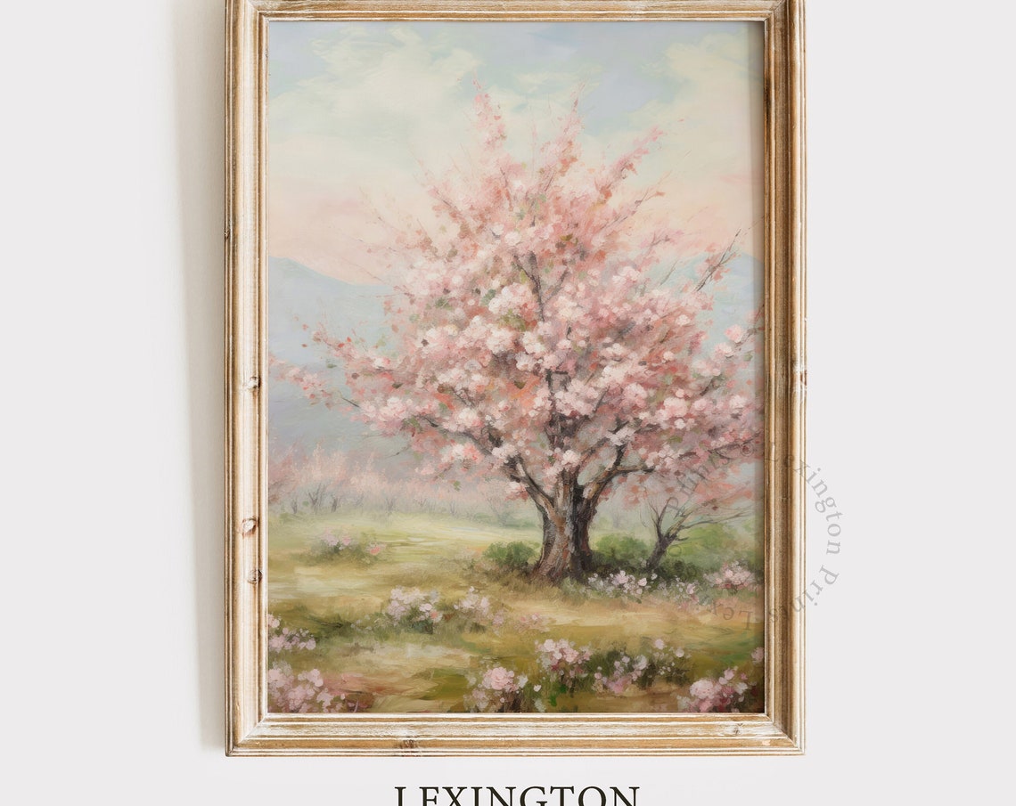 Spring Cherry Blossom Tree Vintage Floral Meadow Painting Poster - Image 6