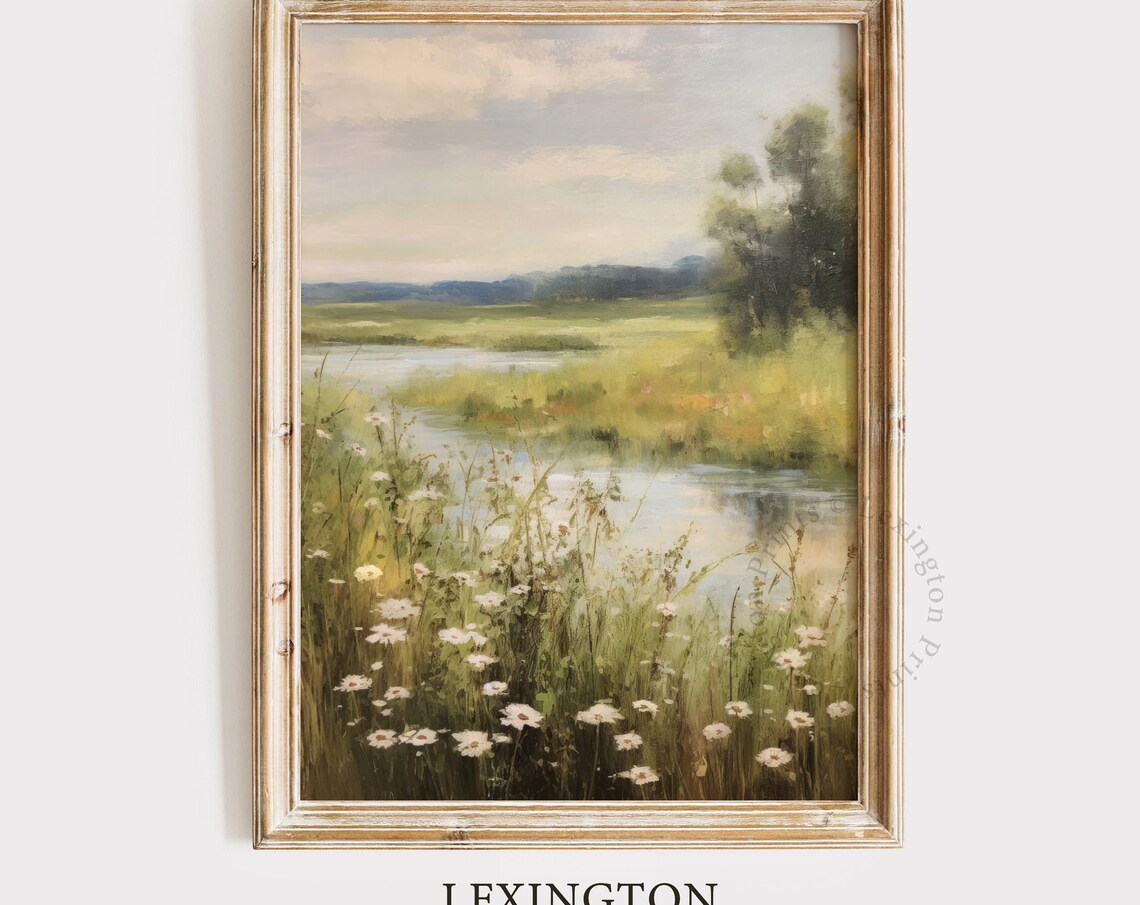 Wildflower Field Vintage Landscape Art Print - Image 8