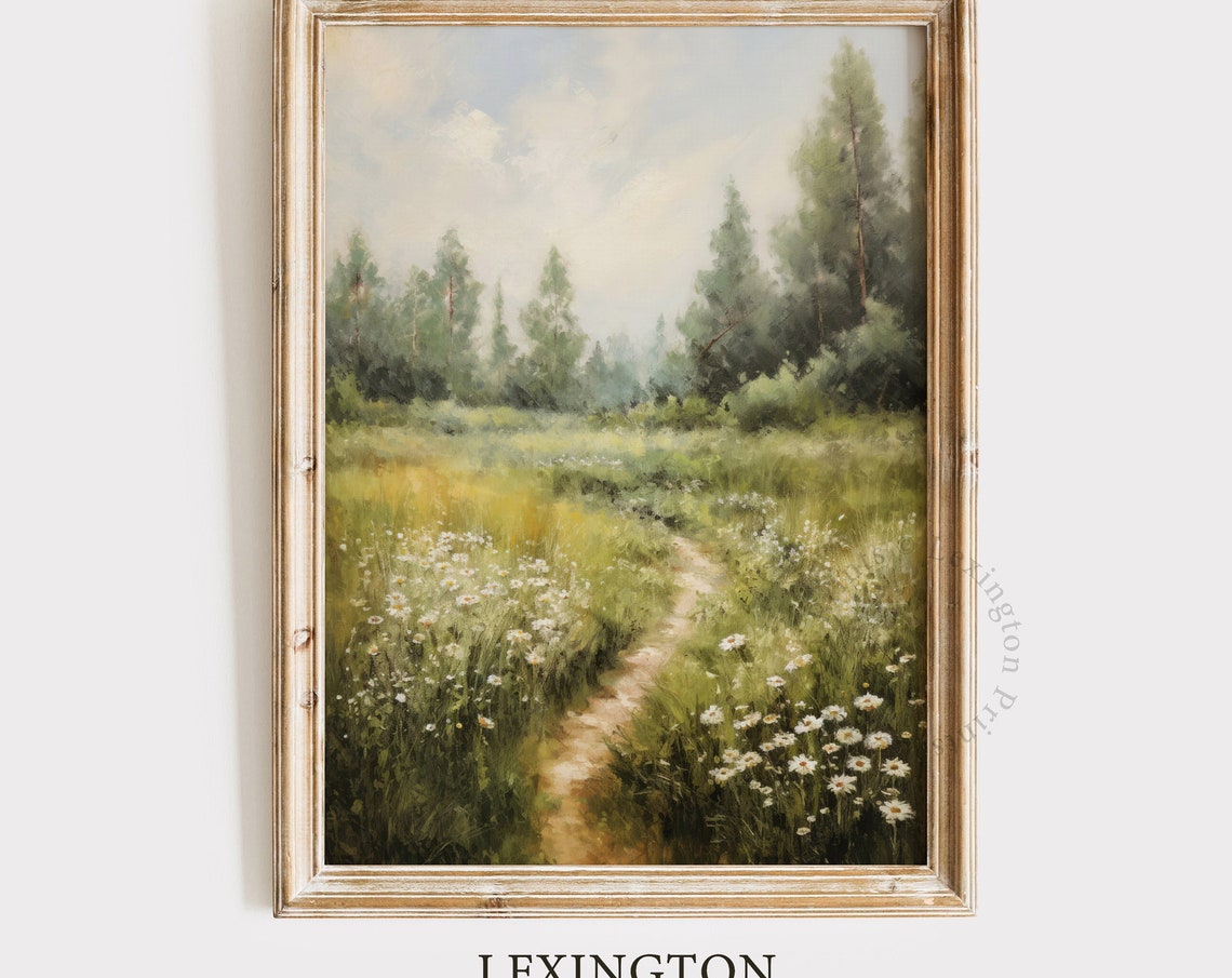 Wildflower Meadow Path Forest Vintage Landscape Painting Poster - Image 8
