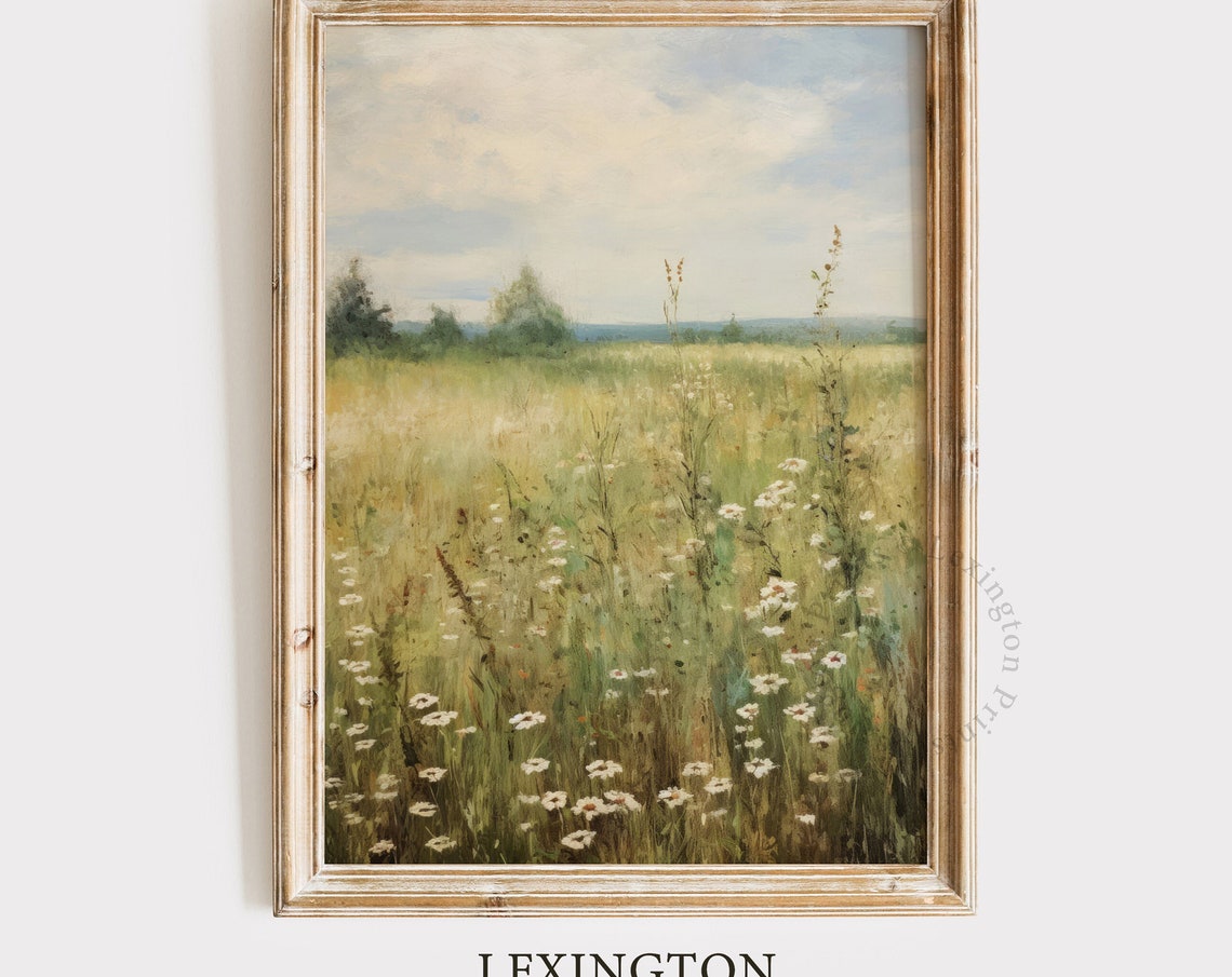 Wildflower Daisy Meadow Impressionist Landscape Spring Art Poster