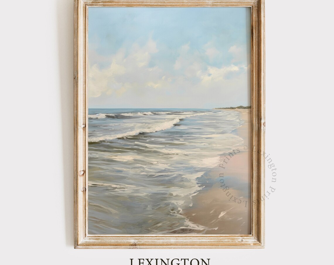 Summer Beach Waves Vintage Coastal Ocean Seaside Painting Poster
