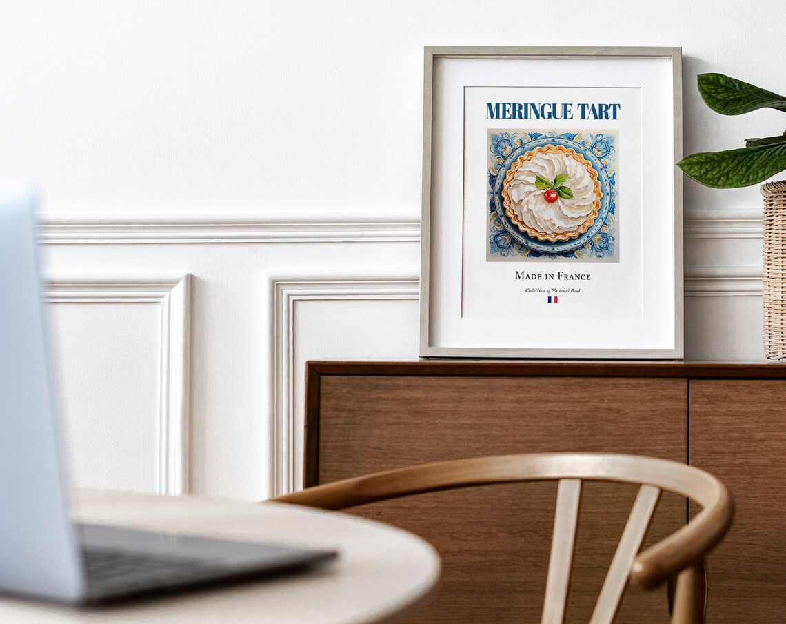 Meringue Tart on Maiolica Tile Plate, Food Art Print - Image 4