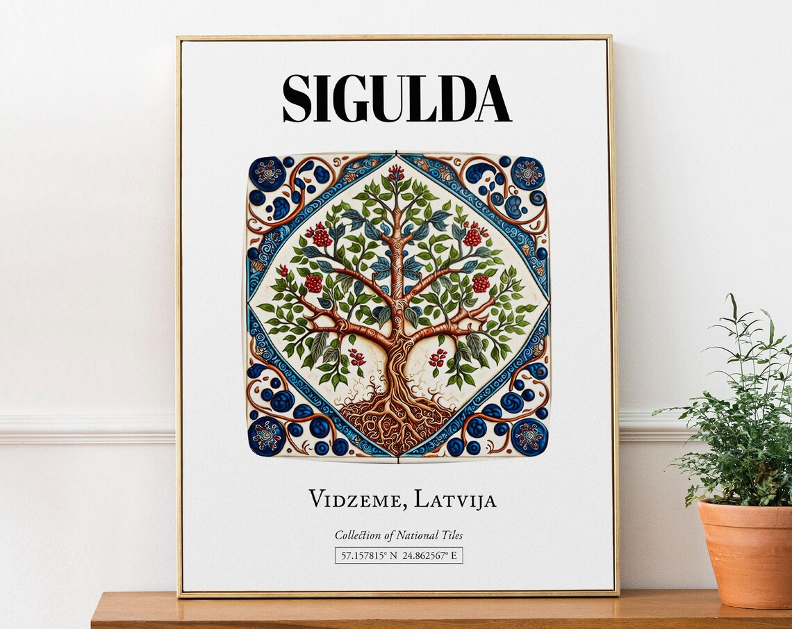 Sigulda Vidzeme Latvia Traditional Tile Pattern Poster