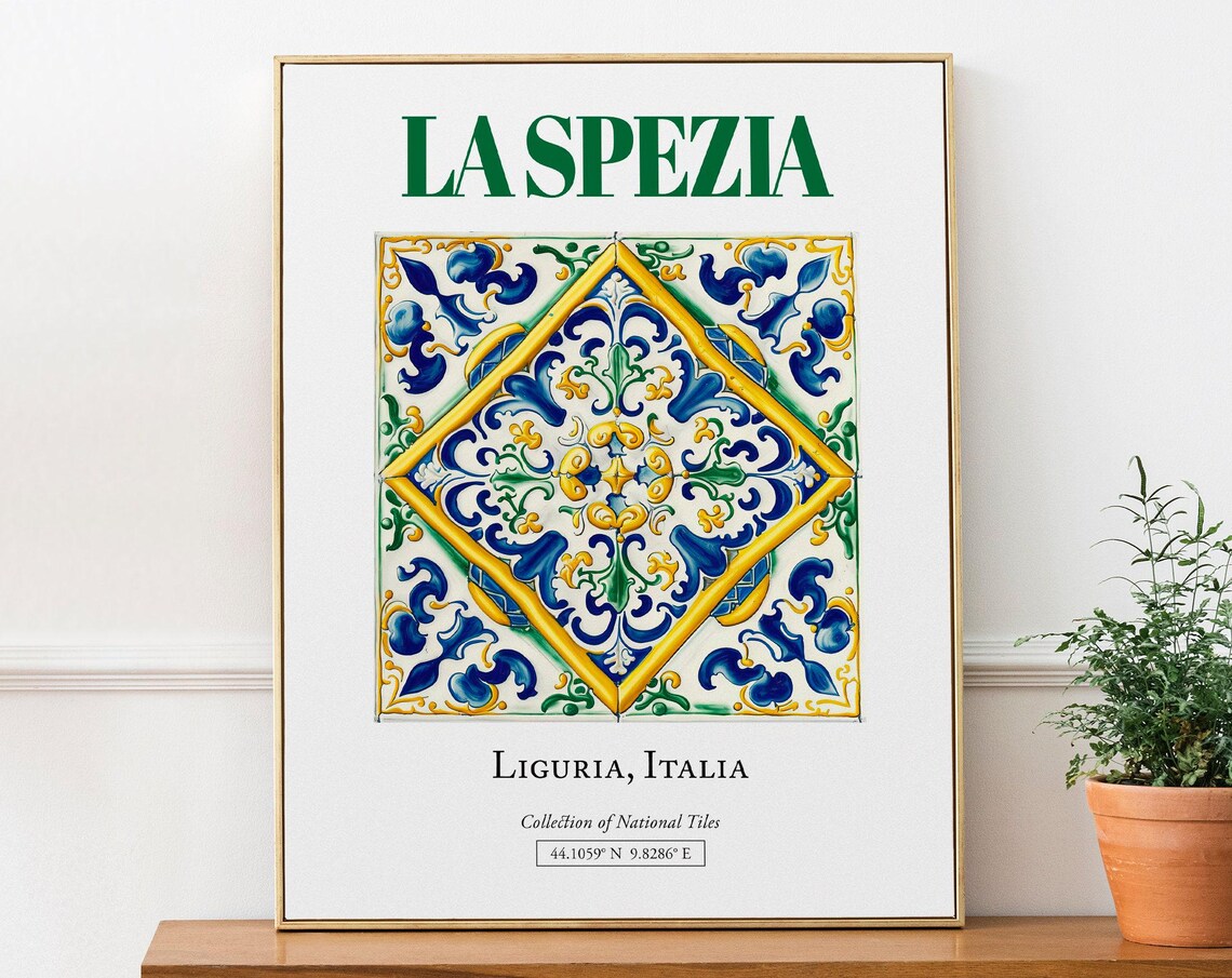 La Spezia Liguria Italy Folk Maiolica Tile Poster