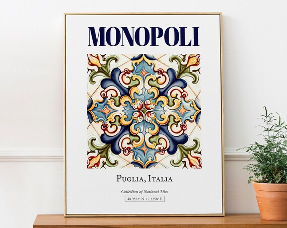 Monopoli Puglia Italy Folk Maiolica Tile Poster