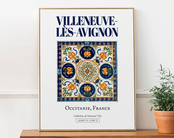 Villeneuvelsavignon Occitanie France Folk Travel Poster