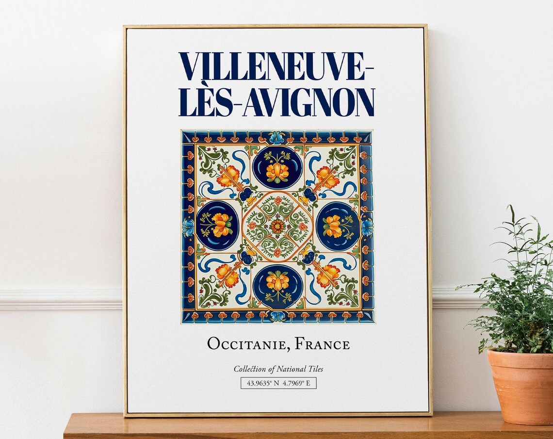 Villeneuvelsavignon Occitanie France Folk Travel Poster